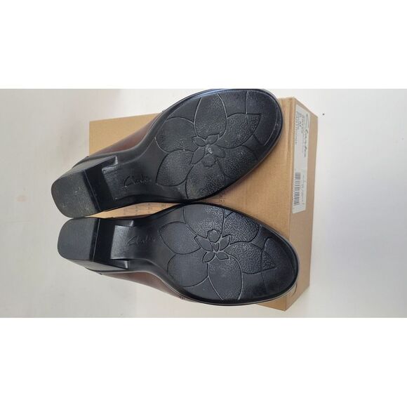 Clarks Women's‎ Sz 6M Partridge Loafer Ruched Slip-On 89488 Leather Brown Shoes - Picture 6 of 7